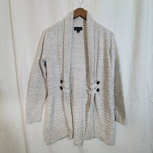 Fortune + Ivy Cozy Gray Knit Open Front Cardigan Sweater Size M